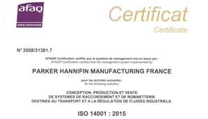 ISO 14001 certificate